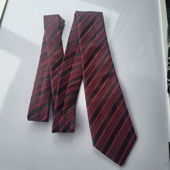 Other - barry Wang‎ red black diagonal stripe silk tie barry.wang